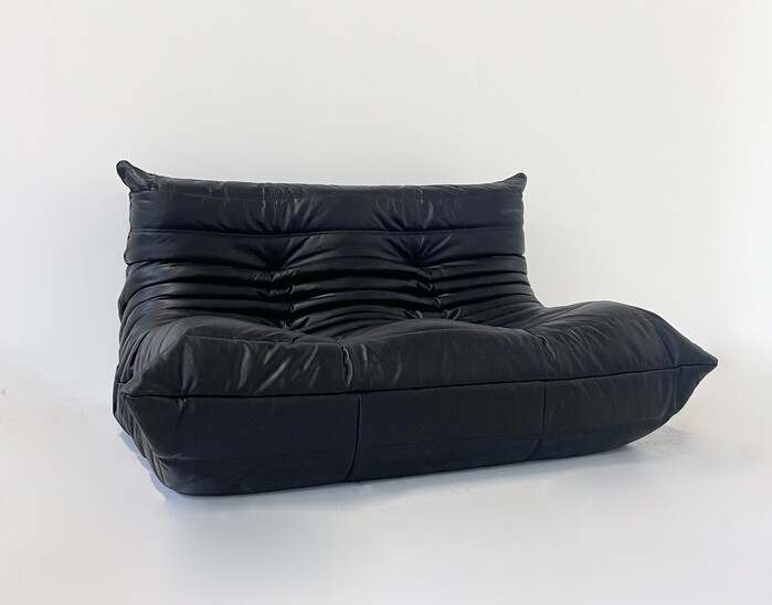 Mid-Century Black Leather 