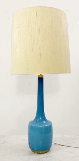 Mid-century blue glass table lamp by Kastrup Holmegaard - Denmark