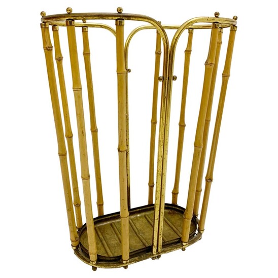Mid-century Brass and Bamboo Umbrella holder - Austria 1950s