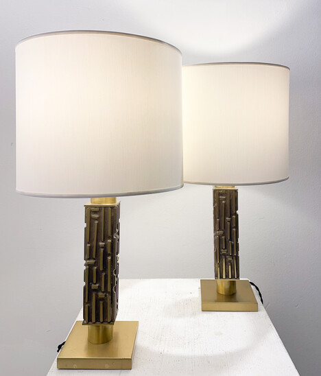 Mid-Century Brass and Bronze Table lamp by Luciano Frigerio, Italy, 1970s