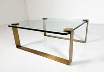 Mid-Century Brass and Glass Coffee Table, 1970s