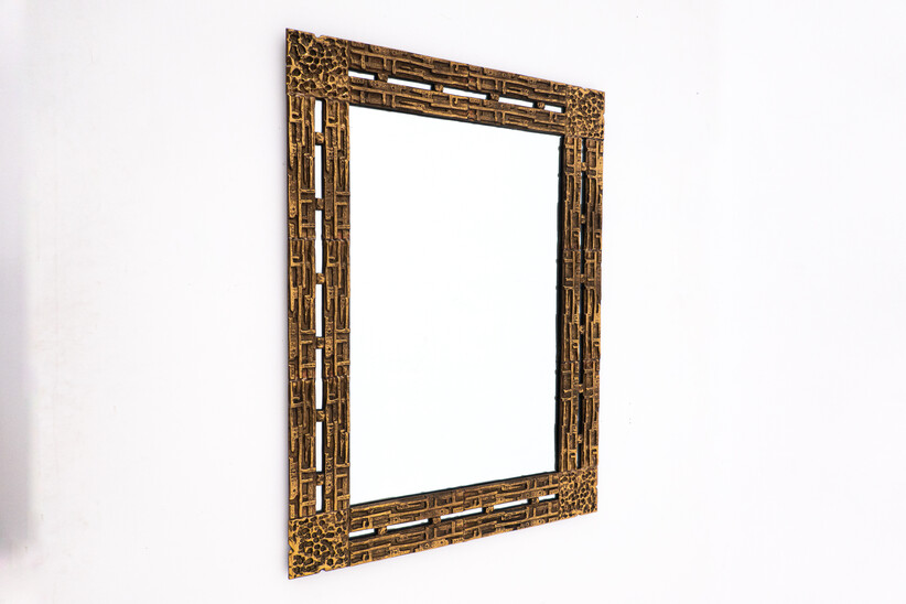 Mid-century brass mirror by Luciano Frigerio - Italy 1970s