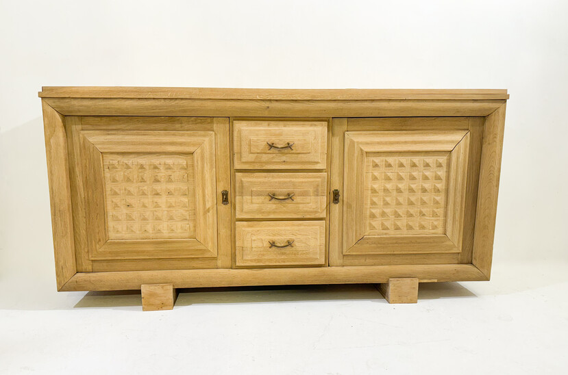 Mid-Century Brutalist Wooden Sideboard in style of Charles Dudouyt