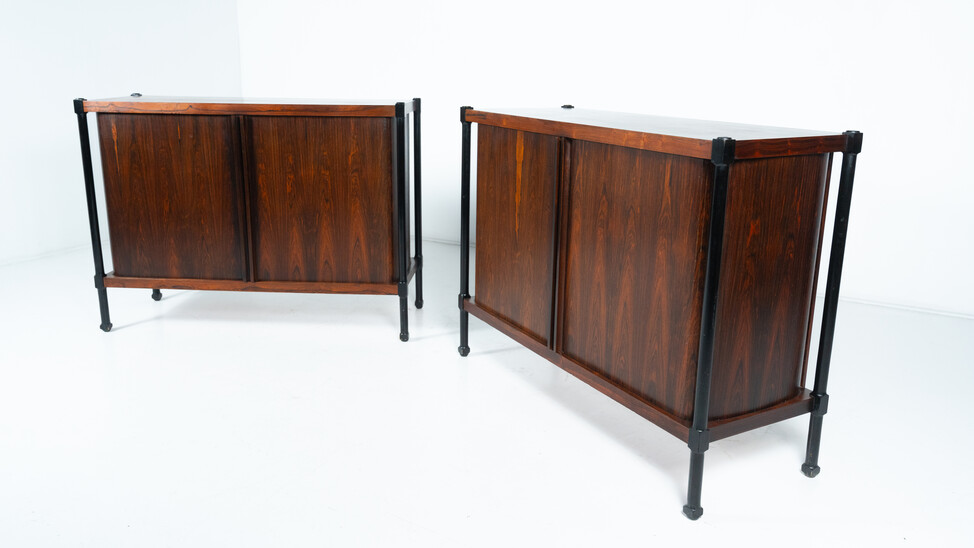 Mid-Century Cabinet with Rollers Shutters by Antonio Proserpio, Wood, Italy, 1960s - 2 Available
