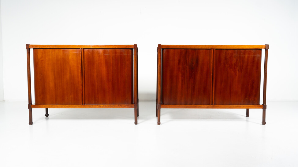 Mid-Century Cabinets with Rollers Shutters by Antonio Proserpio, Wood, Italy, 1960s - 2 availables