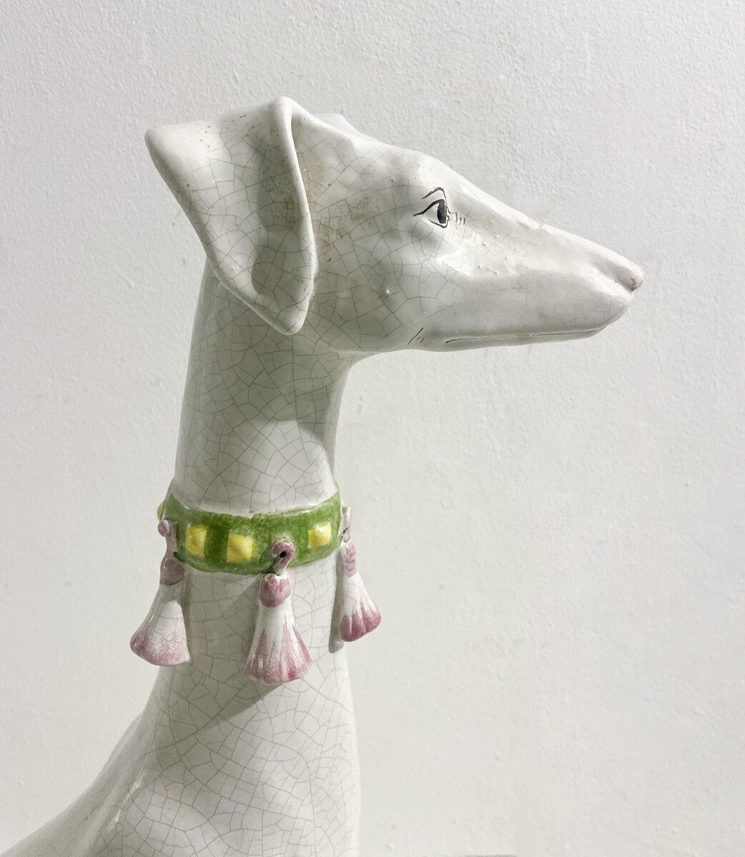 Mid-Century Ceramic Whippet Dog Sculpture, Italy, 1960s