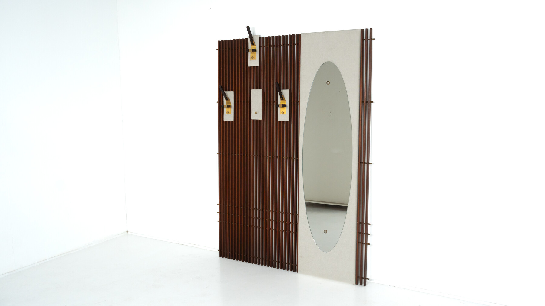 Mid-Century Coat Rack with Integrated Mirror, Italy, 1970s