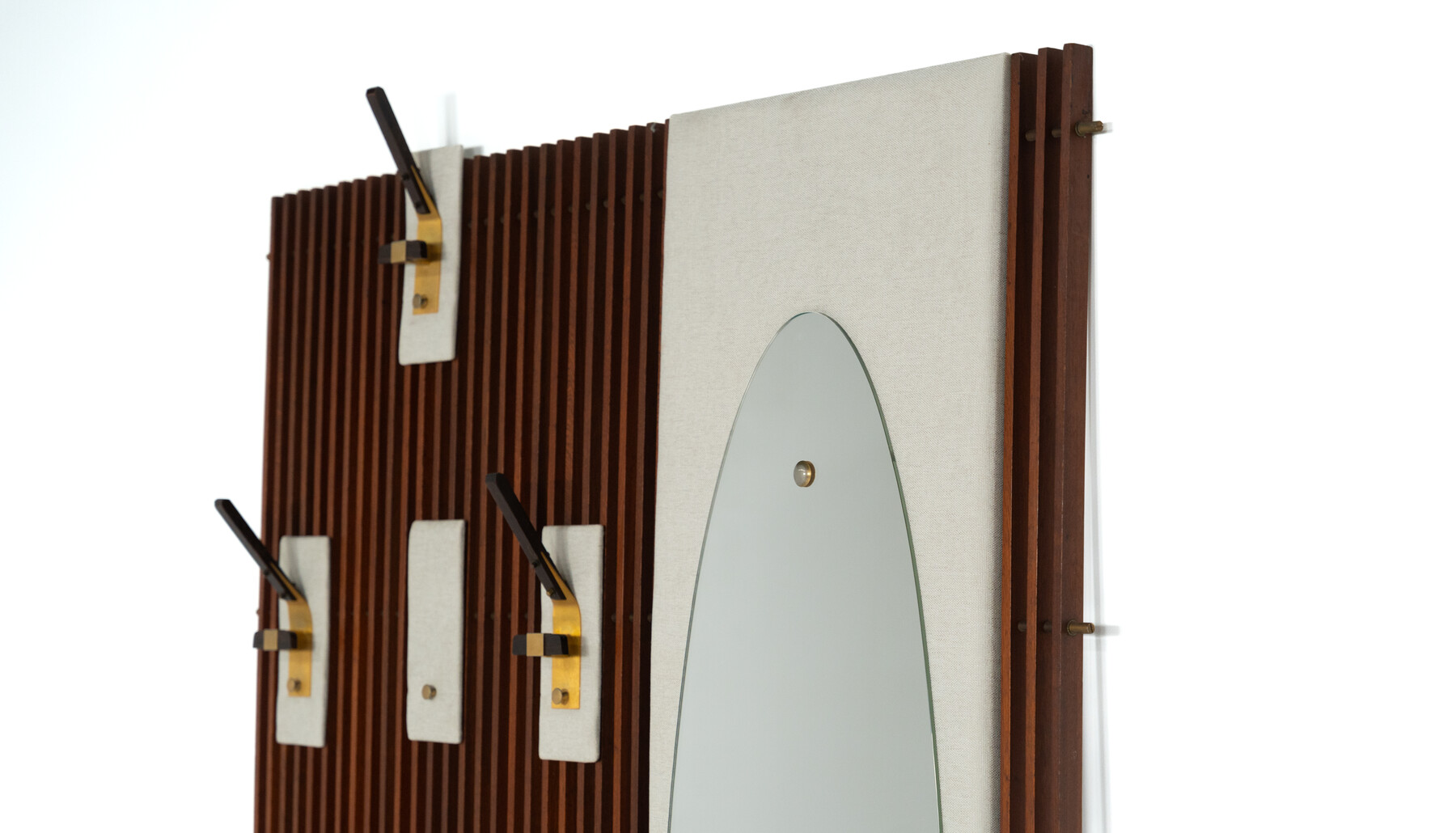 Mid-Century Coat Rack with Integrated Mirror, Italy, 1970s