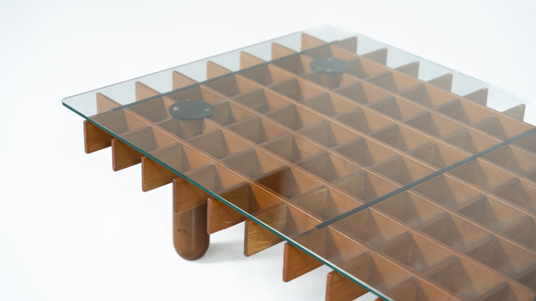 Mid-Century Coffee table, Wood and Glass, in the style of Gianfranco Frattini, 1960s