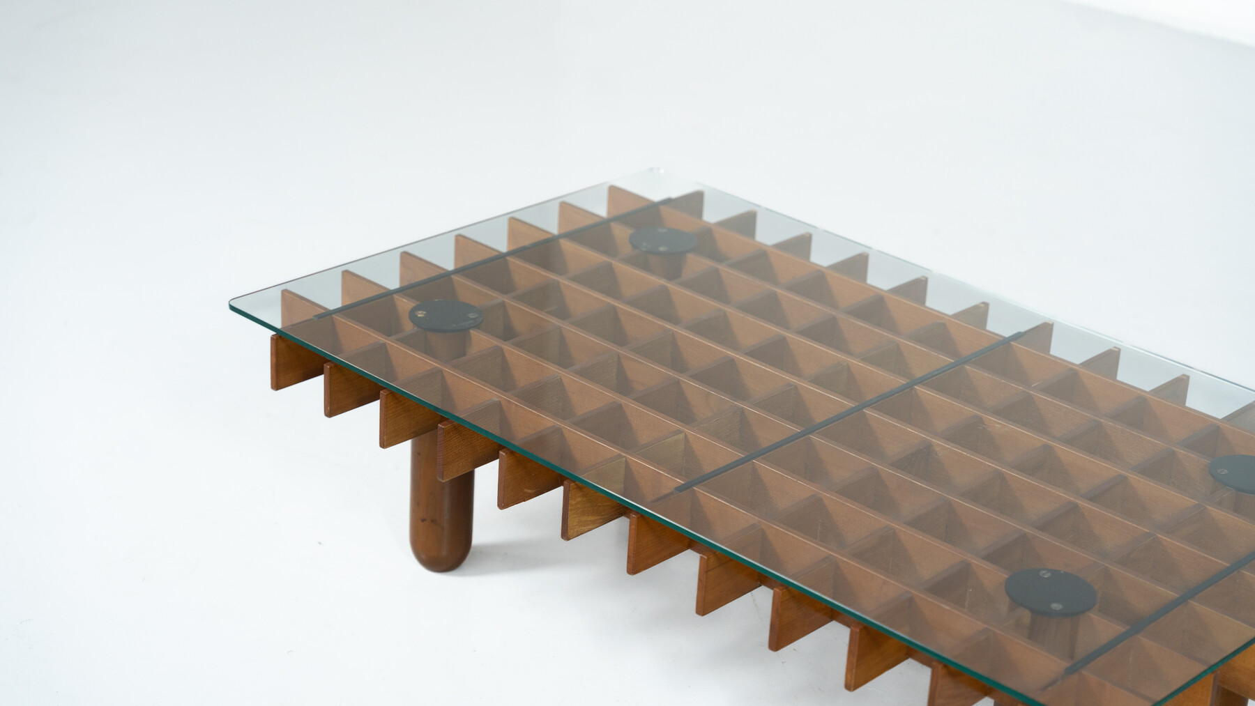 Mid-Century Coffee table, Wood and Glass, in the style of Gianfranco Frattini, 1960s