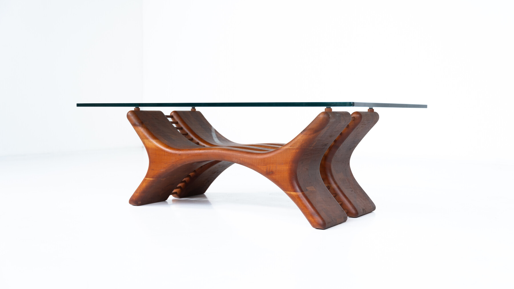 Mid-Century Coffee Table, Wood and Glass, Italy, 1960s