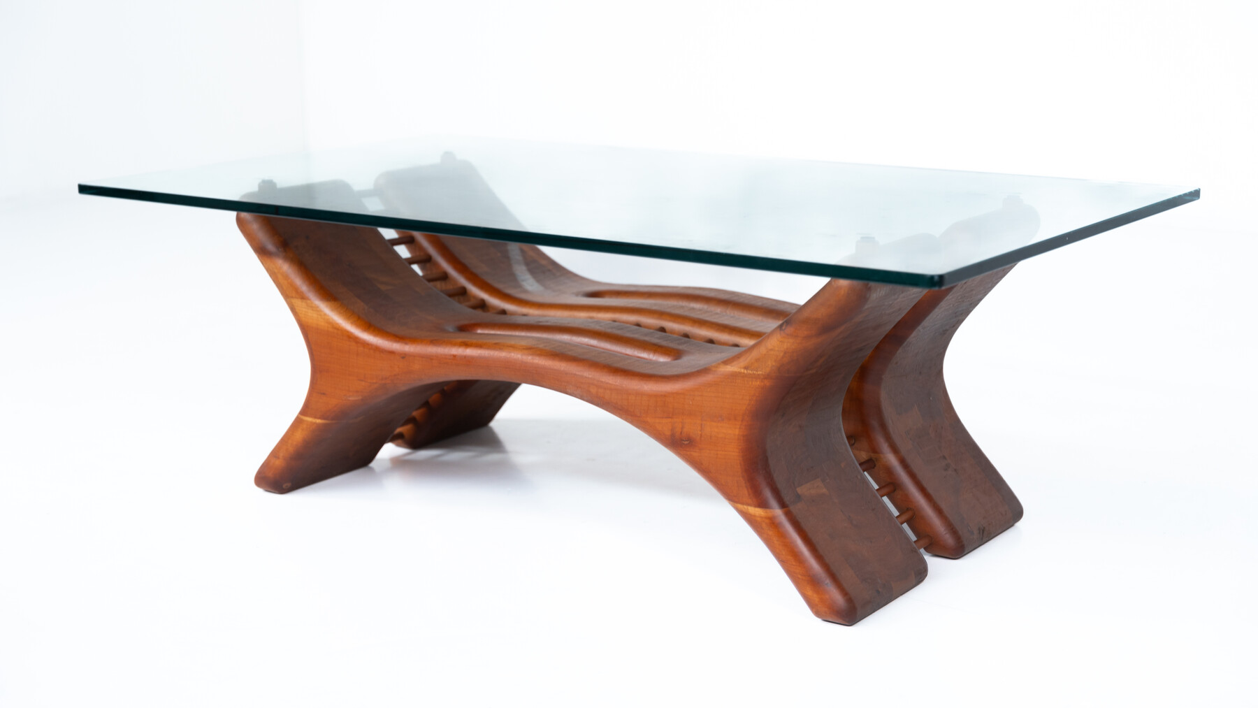 Mid-Century Coffee Table, Wood and Glass, Italy, 1960s