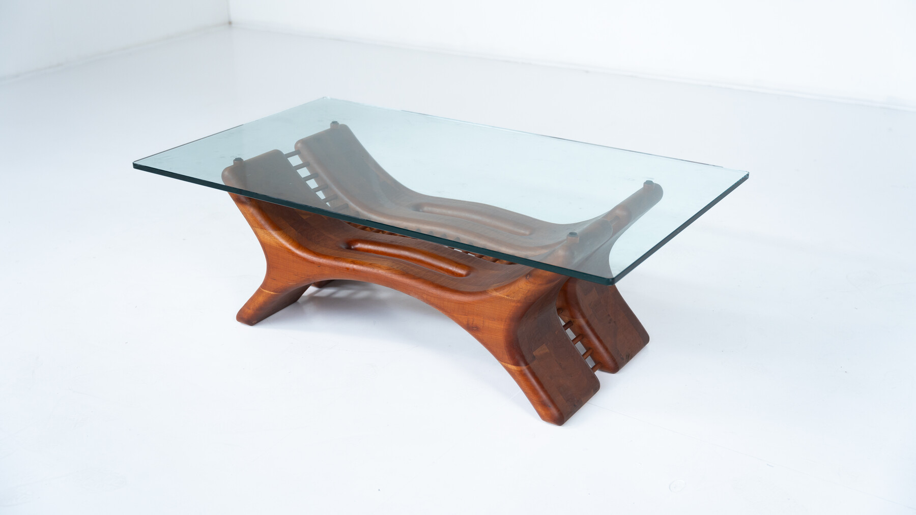 Mid-Century Coffee Table, Wood and Glass, Italy, 1960s