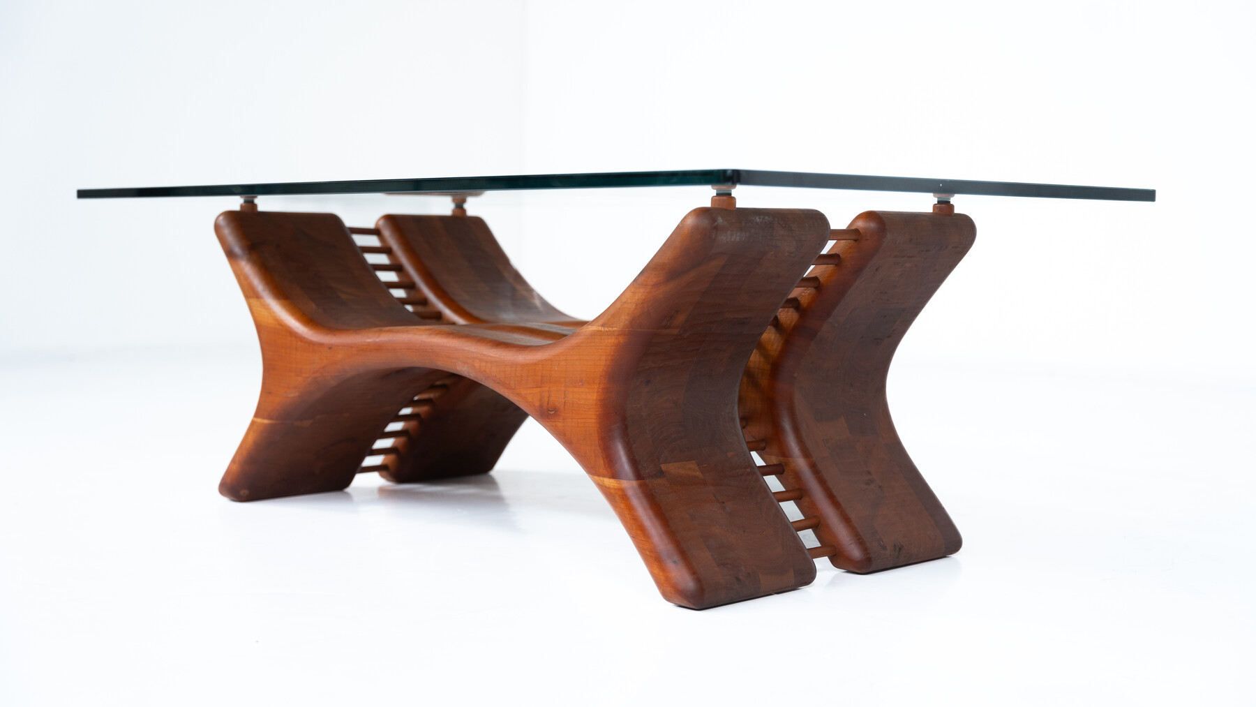Mid-Century Coffee Table, Wood and Glass, Italy, 1960s
