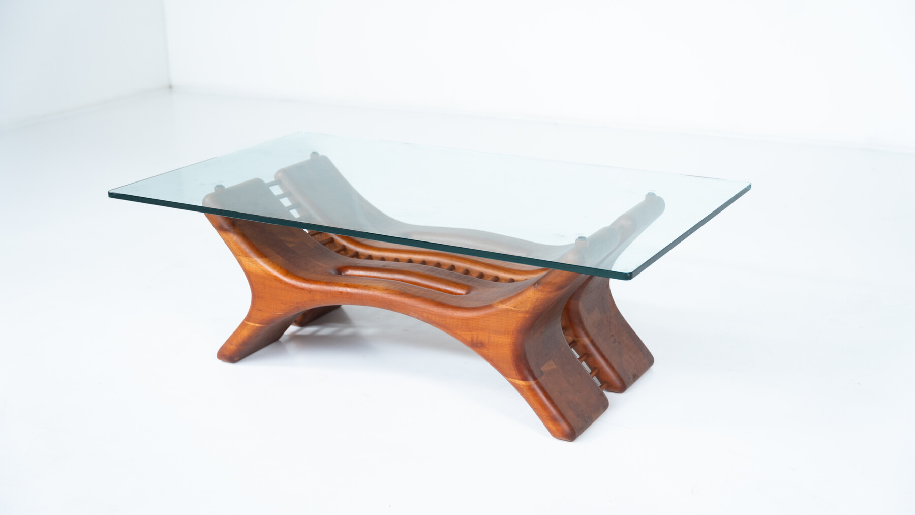 Mid-Century Coffee Table, Wood and Glass, Italy, 1960s