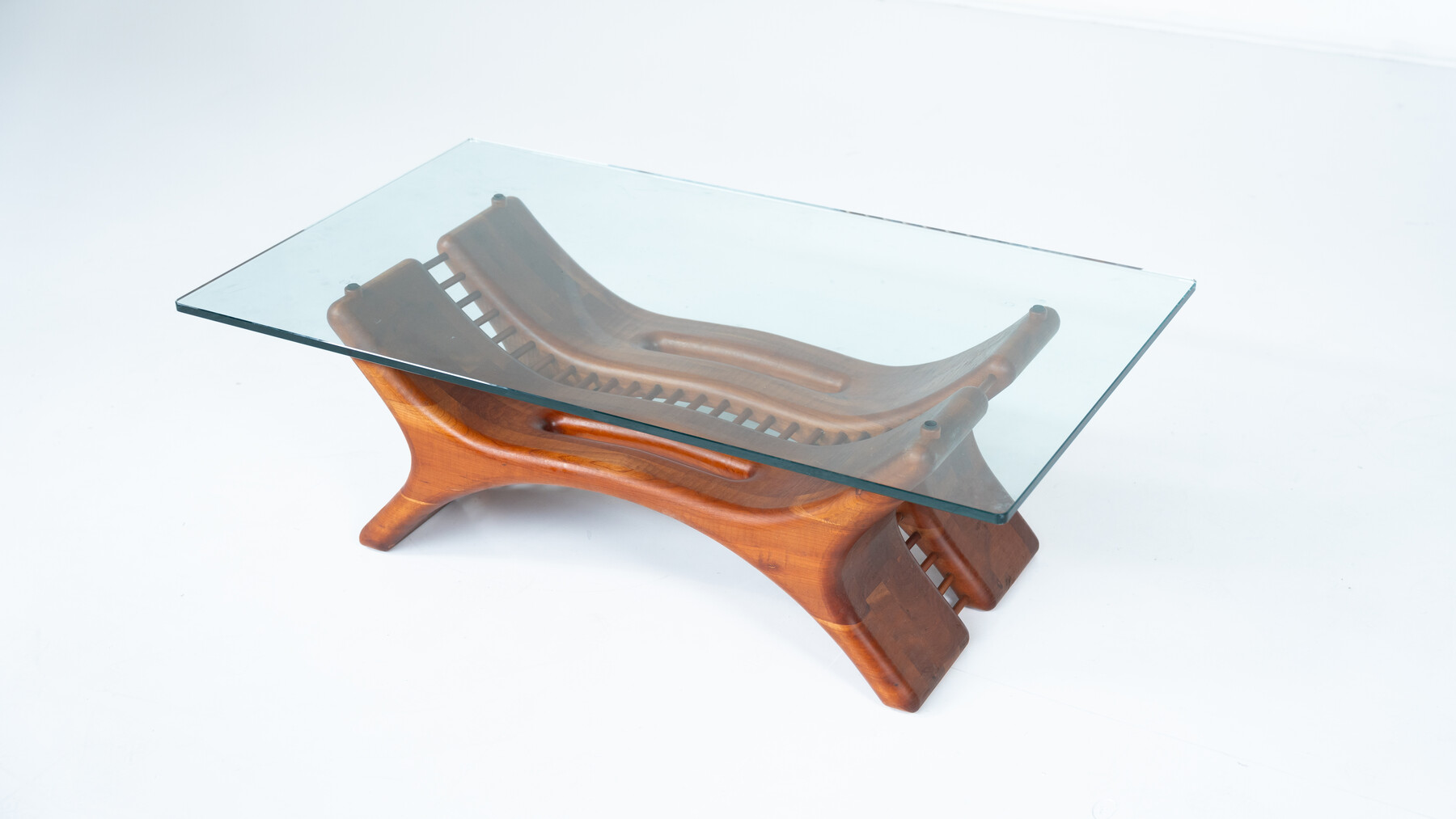 Mid-Century Coffee Table, Wood and Glass, Italy, 1960s