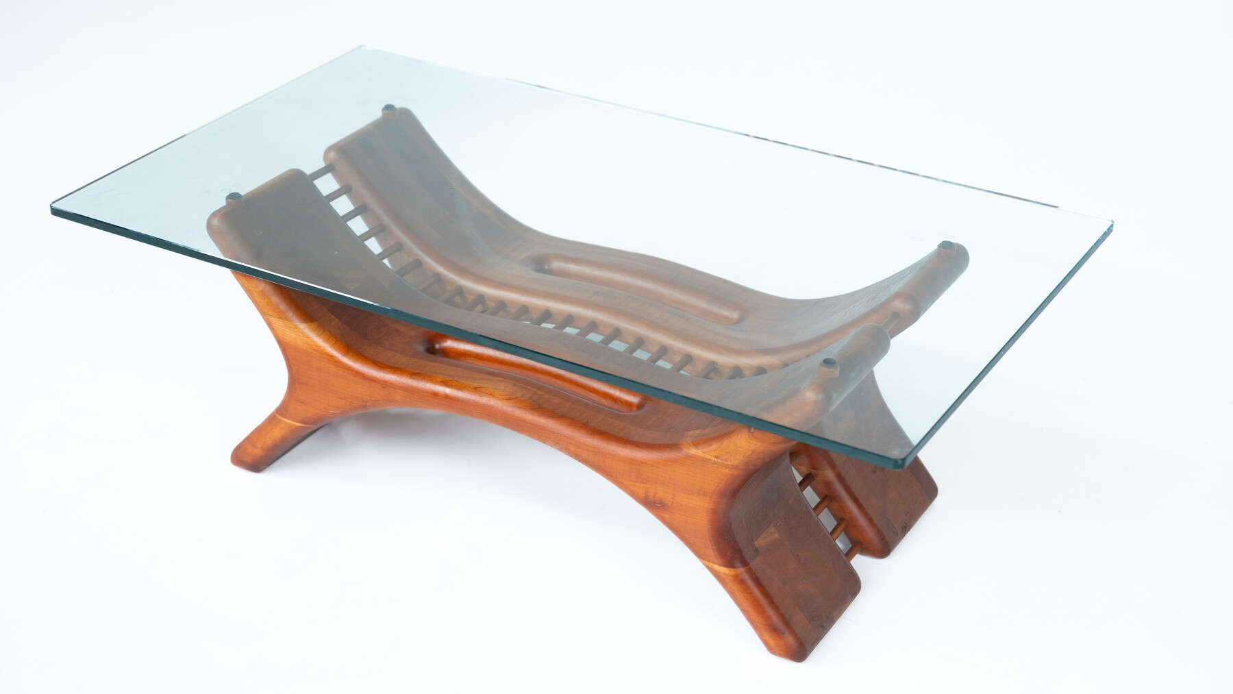 Mid-Century Coffee Table, Wood and Glass, Italy, 1960s
