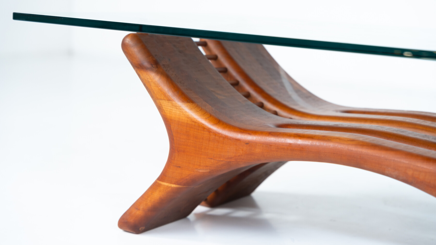 Mid-Century Coffee Table, Wood and Glass, Italy, 1960s