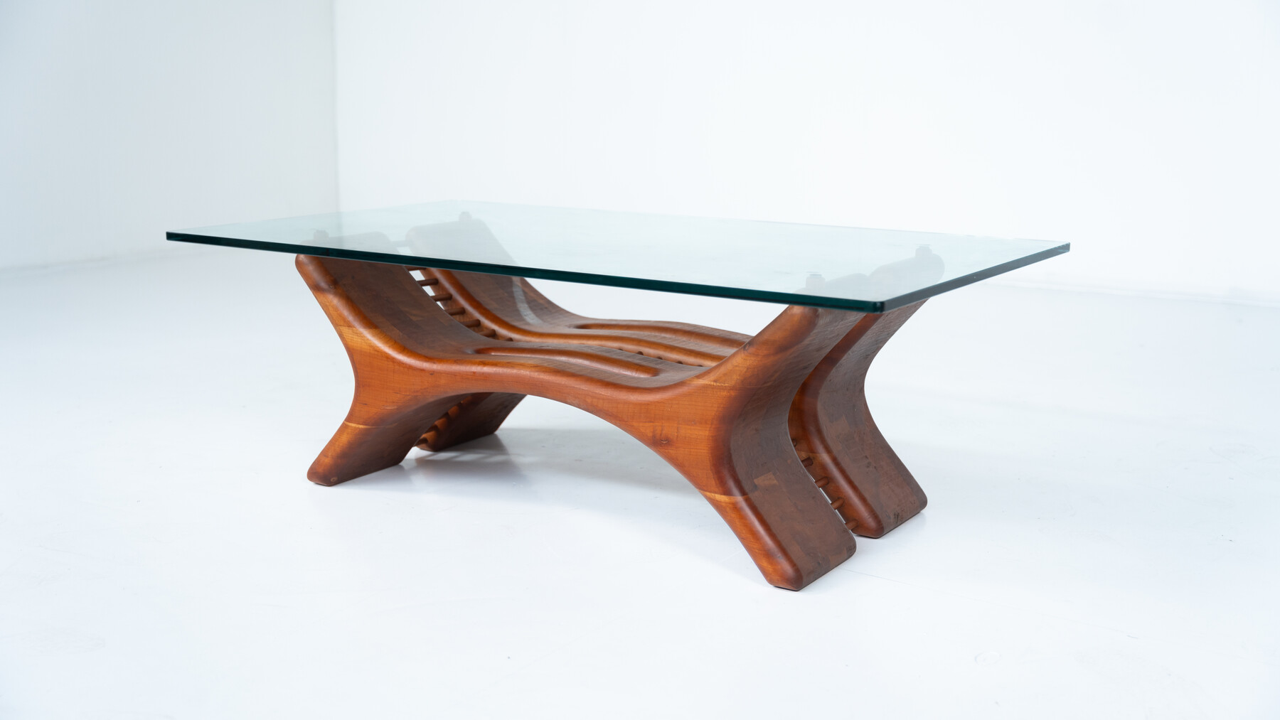 Mid-Century Coffee Table, Wood and Glass, Italy, 1960s