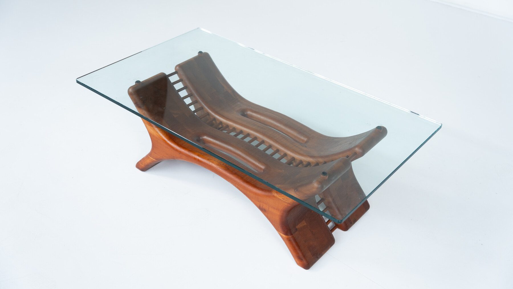 Mid-Century Coffee Table, Wood and Glass, Italy, 1960s