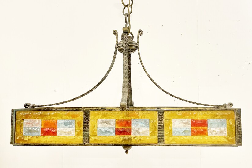 Mid-century colored glass suspension by Poliarte - Italy 1970s