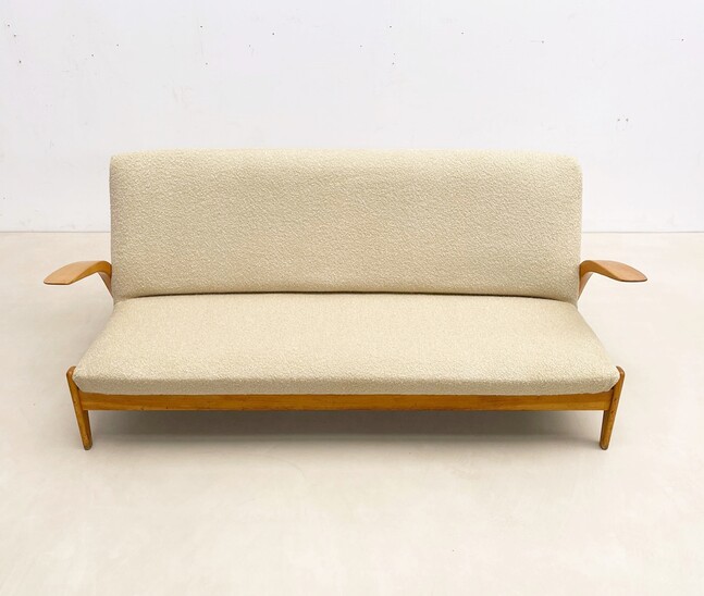 Mid-century De ster Gelderland wooden sofa - The Netherlands 1960s - New upholstery