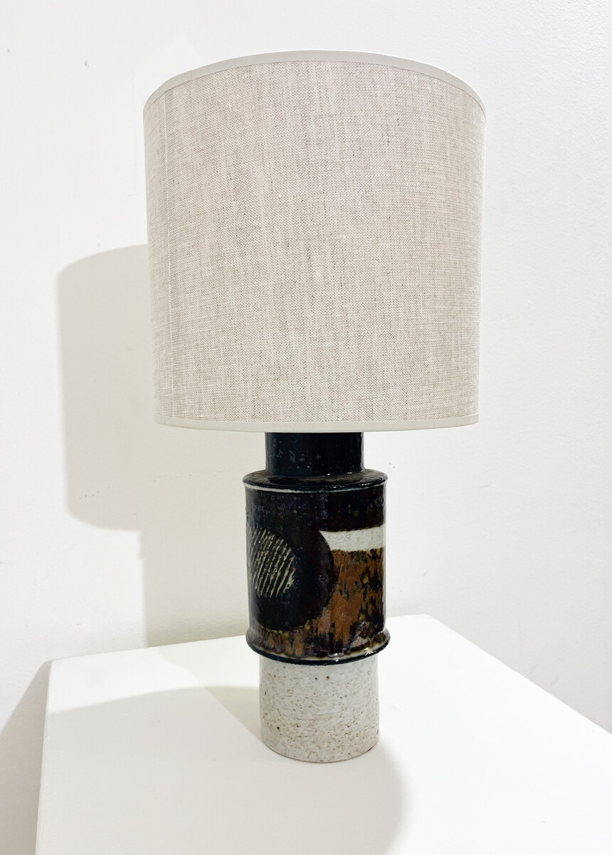 Mid-Century Desk Lamp, Painted and Glazed Stoneware by Inger Persson, Sweden, 1960s