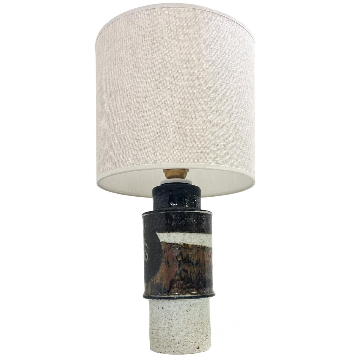 Mid-Century Desk Lamp, Painted and Glazed Stoneware by Inger Persson, Sweden, 1960s