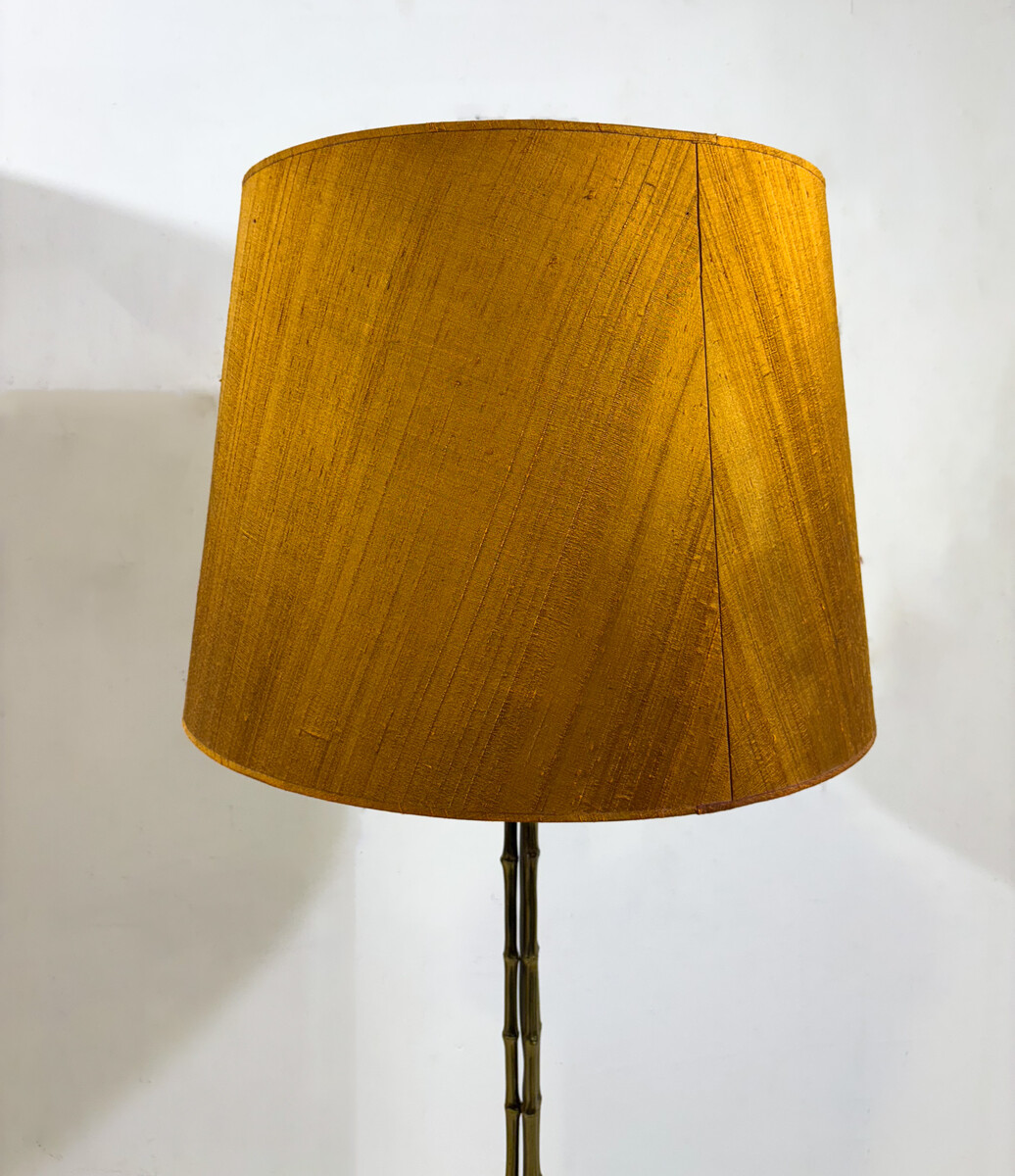 Mid-century Faux Bamboo Floor Lamp in the style of Maison Baguès