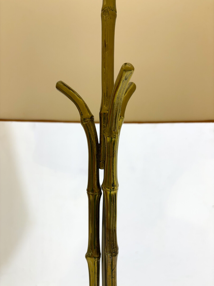 Mid-century Faux Bamboo Floor Lamp in the style of Maison Baguès