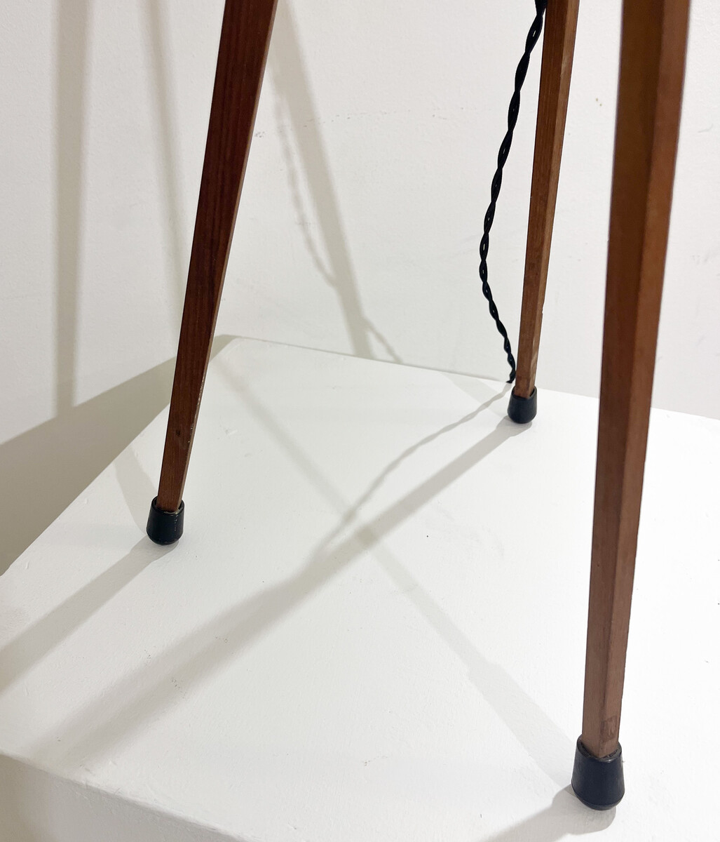 Mid-Century Floor Lamp with a Wood Tripod Base
