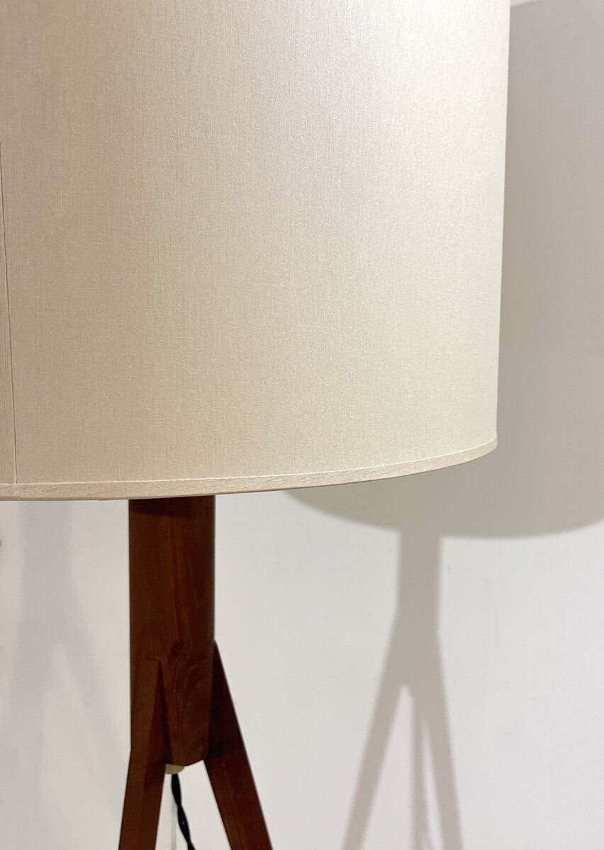Mid-Century Floor Lamp with a Wood Tripod Base