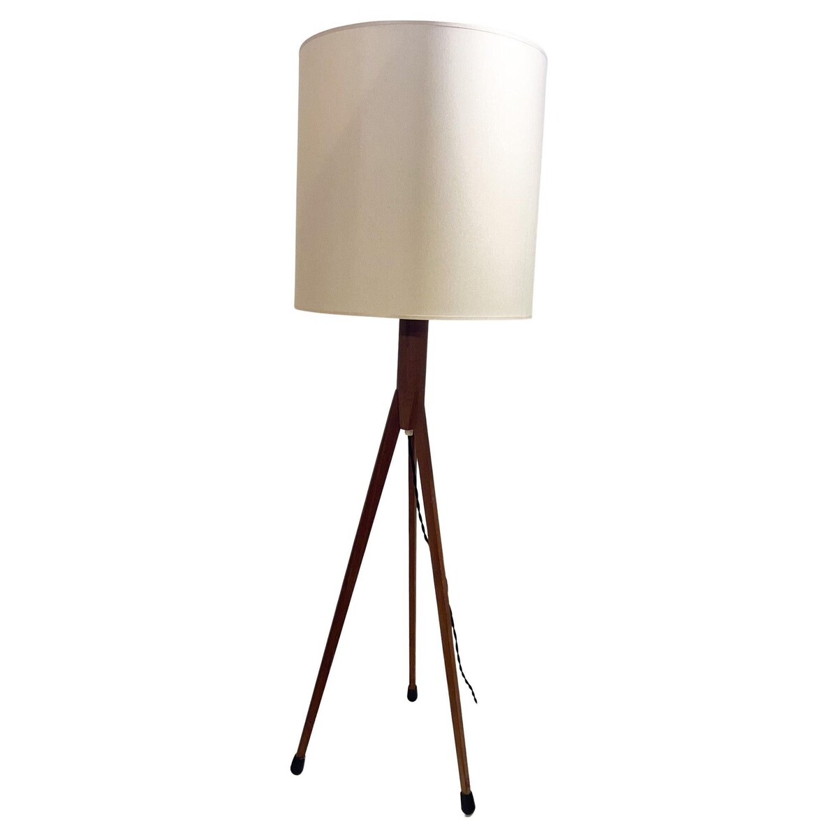 Mid-Century Floor Lamp with a Wood Tripod Base