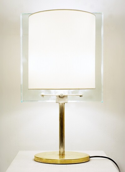 Mid-century glass and brass table Lamp by Nathalie Grenon for Fontana Arte - Italy 1990s