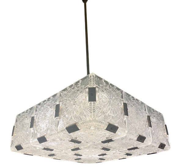 Mid-Century Glass Chandelier by Kamenicky Senov, Czech Republic, 1960s - 6 Available