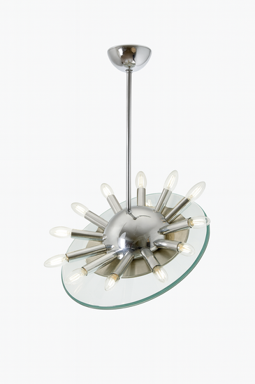 Mid-Century Glass Disc Suspension, Italy, 1970s - 2 Available