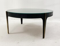 Mid-Century glass metal and brass coffee table attributed to Max Ingrand for Fontana Arte- Italy 1950s