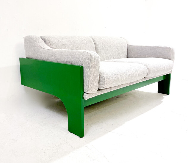 Mid-Century Green Wooden Lacquered Two Seater Sofa by Saporiti - Italy 1960s