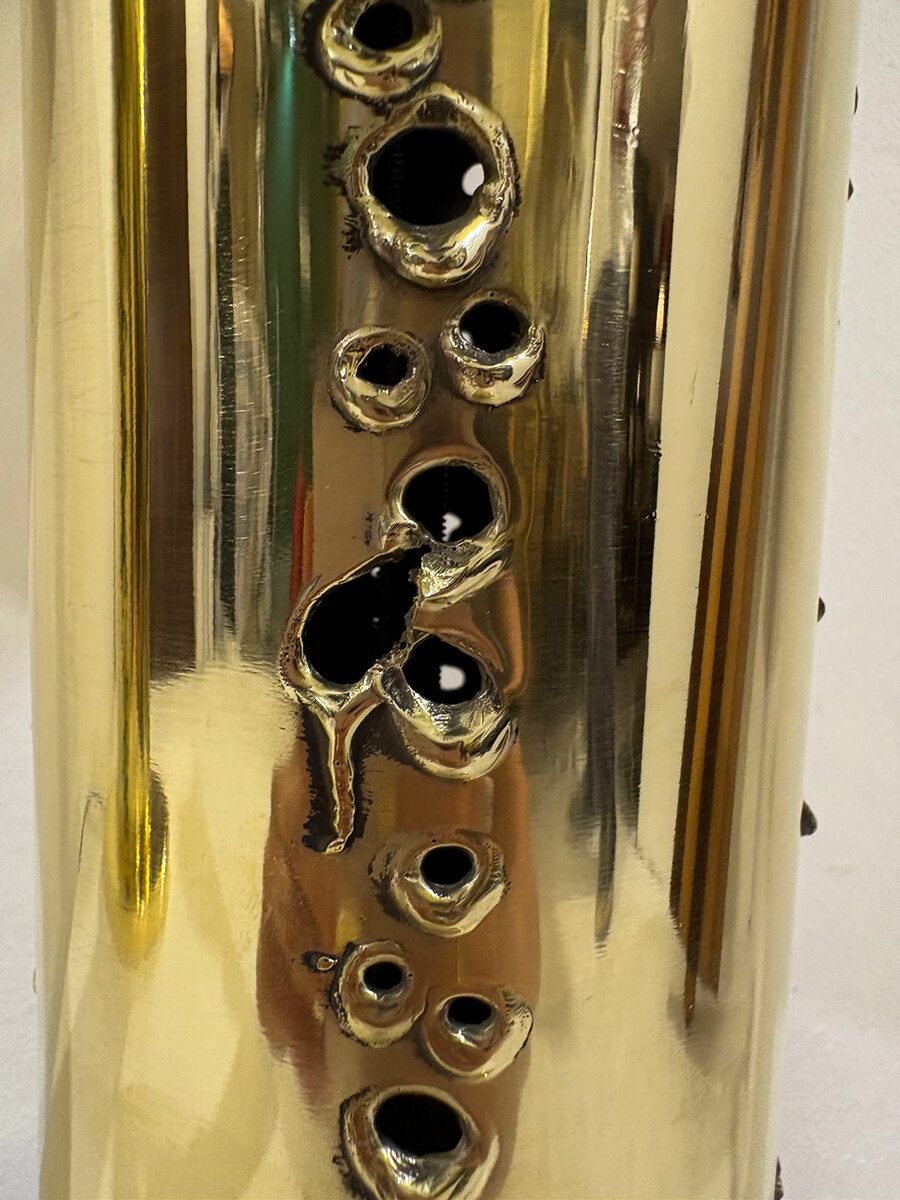 Mid-Century Italian Brutalist Pair of Brass Table Lamps