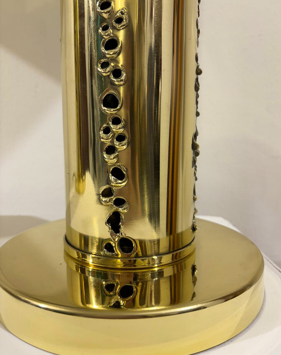 Mid-Century Italian Brutalist Pair of Brass Table Lamps