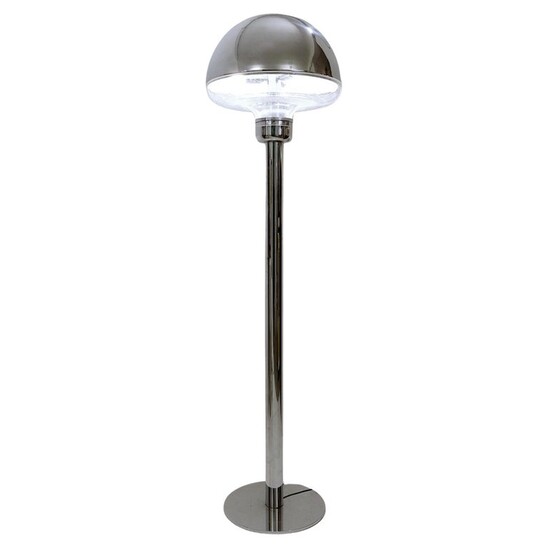 Mid-Century Italian Glass and Chrome Floor Lamp - 1970s