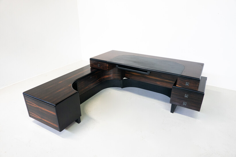 Mid-Century Large Executive Wooden Desk by Fabio Lenci for Bernini, Italy, 1960s