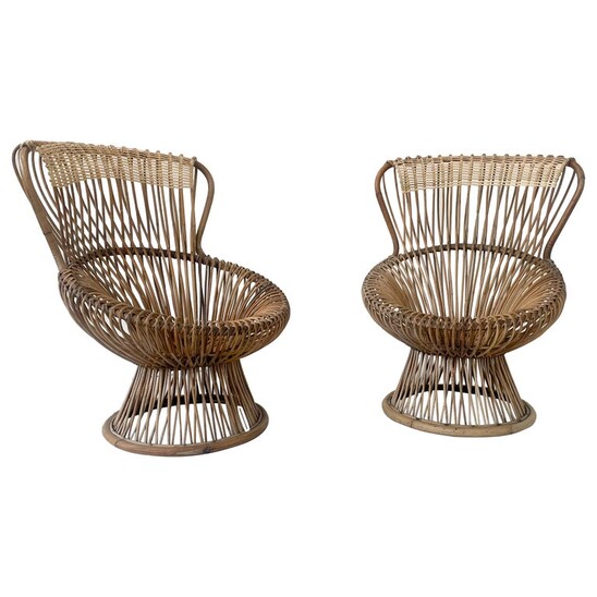 Mid-Century Margherita Wicker Chair by Franco Albini for Vittorio Bonacina, Italy, 1950s