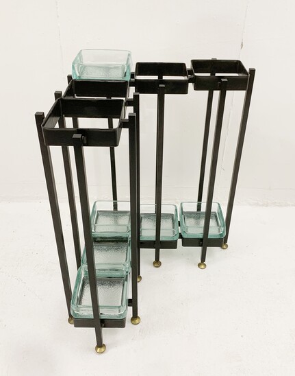 Mid-century metal and glass umbrella holder - Italy 1960s
