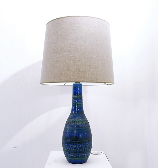 Mid Century Modern Aldo Londi for Bitossi 'Rimini Blue' Pottery Table Lamp, 1960s