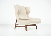Mid-Century Modern Armchair 877 by Gianfranco Frattini for Cassina, New Beige Upholstery