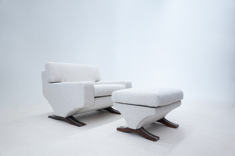 Mid-Century Modern Armchair and Ottoman by Franz T. Sartori, Flexform, 1965
