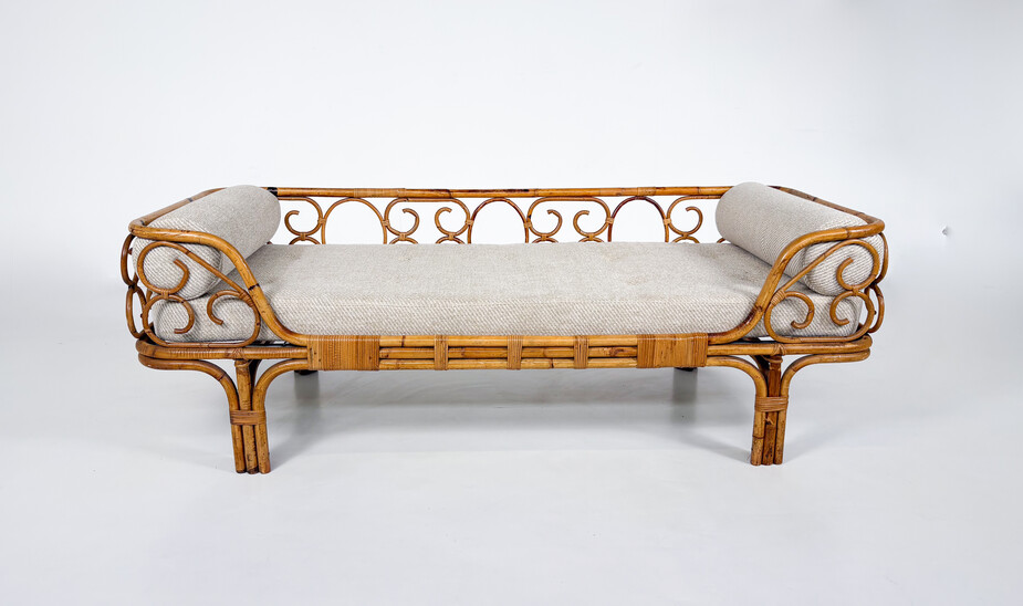 Mid-Century Modern Bamboo Daybed, Italy, 1960s - New Upholstery