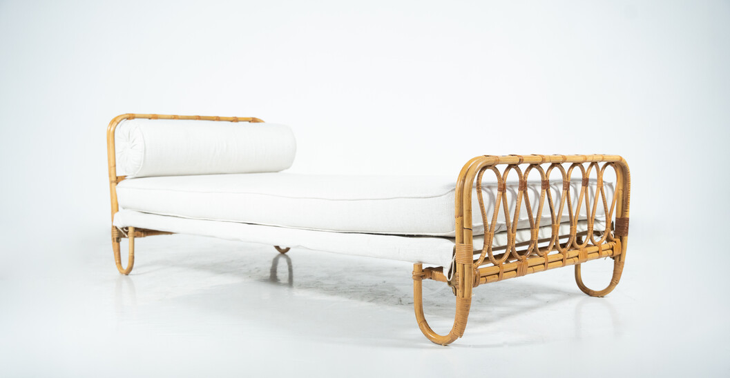 Mid-Century Modern Bamboo Daybed, Italy, 1960s - New Upholstery
