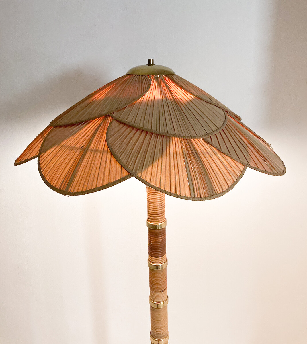 Mid-Century Modern Bamboo Floor Lamp attributed to Miranda Ab, 1960s